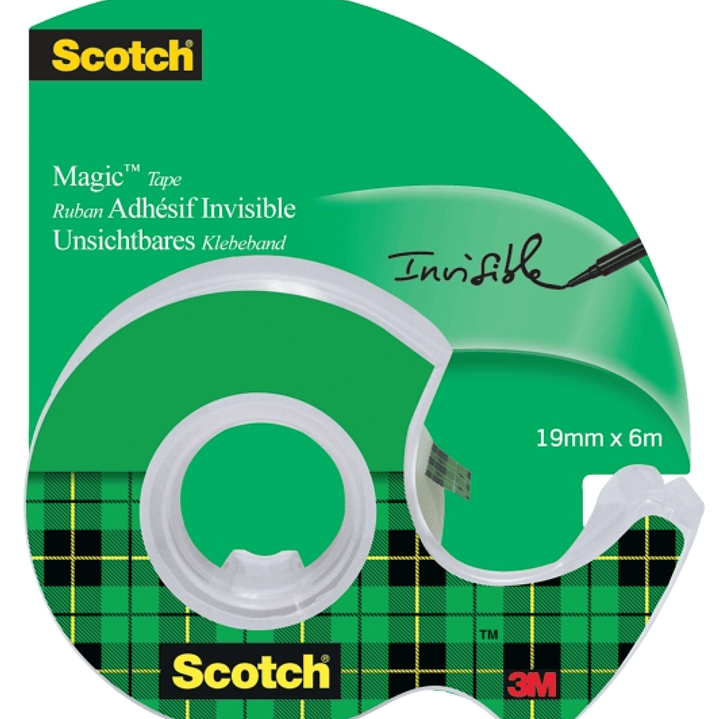 Scotch Magic Cinta Adhesiva Invisible 19mm x 6m - Incluye Dispensador - Color Transparente 1