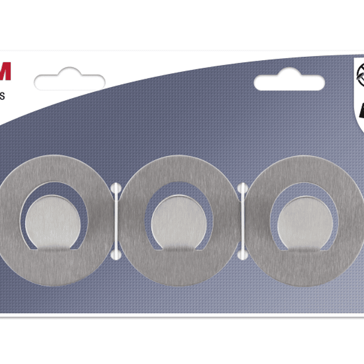 3M Ganchos Adhesivos en Barra Metalica - Barra con 3 Ganchos - Soporta hasta 1.2kg - Color Gris/Titanio 1