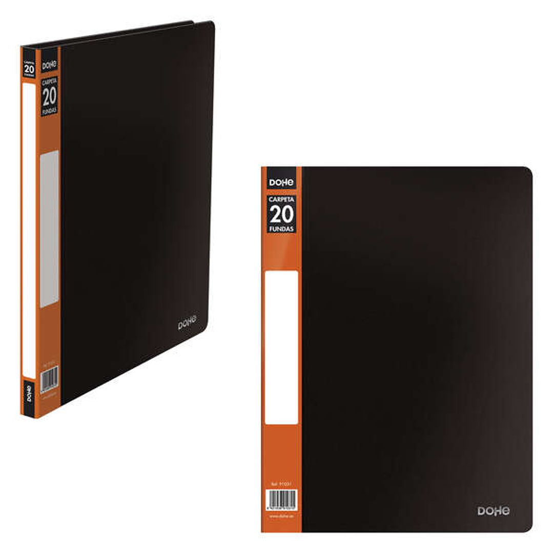 Dohe Carpeta con 20 Fundas A4 - Tapa de Polipropileno Opaco - Bolsillo en Lomo - Fundas Transparentes Soldadas 1
