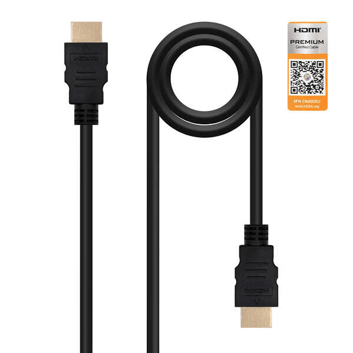 Nanocable Cable HDMI v2.0 Premiun Macho a HDMI v2.0 Premiun Macho 2m - 4K@60Hz 18Gbps - Alta Velocidad - Color Negro 1