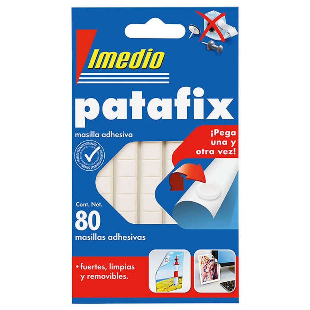 Imedio Patafix Masilla Adhesiva Blanca - Fuertes, Limpias y Removibles - 80 Piezas 1
