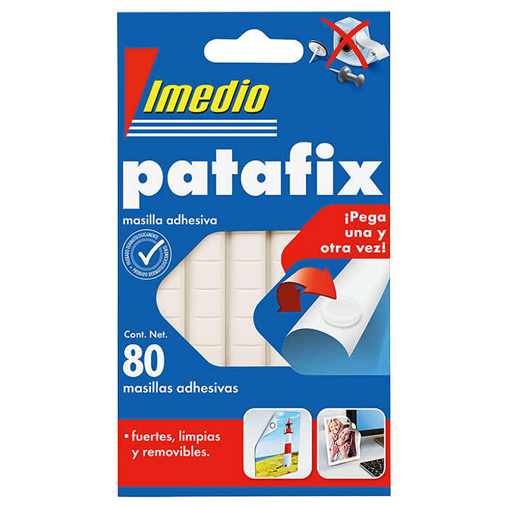 Imedio Patafix Masilla Adhesiva Blanca - Fuertes, Limpias y Removibles - 80 Piezas 1