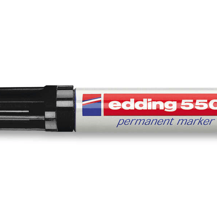 Edding 550 Rotulador Permanente - Punta Redonda - Trazo entre 3 y 4 mm. - Recargable - Secado Rapido - Color Negro 1