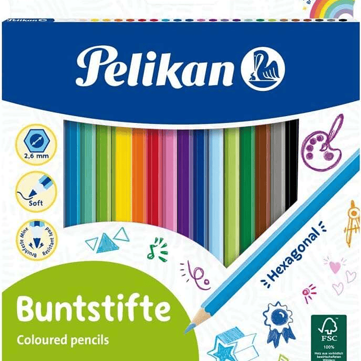 Pelikan Caja de 24 Lapices de Colores Hexagonales Lacados - Mina Antirotura - FSC 1