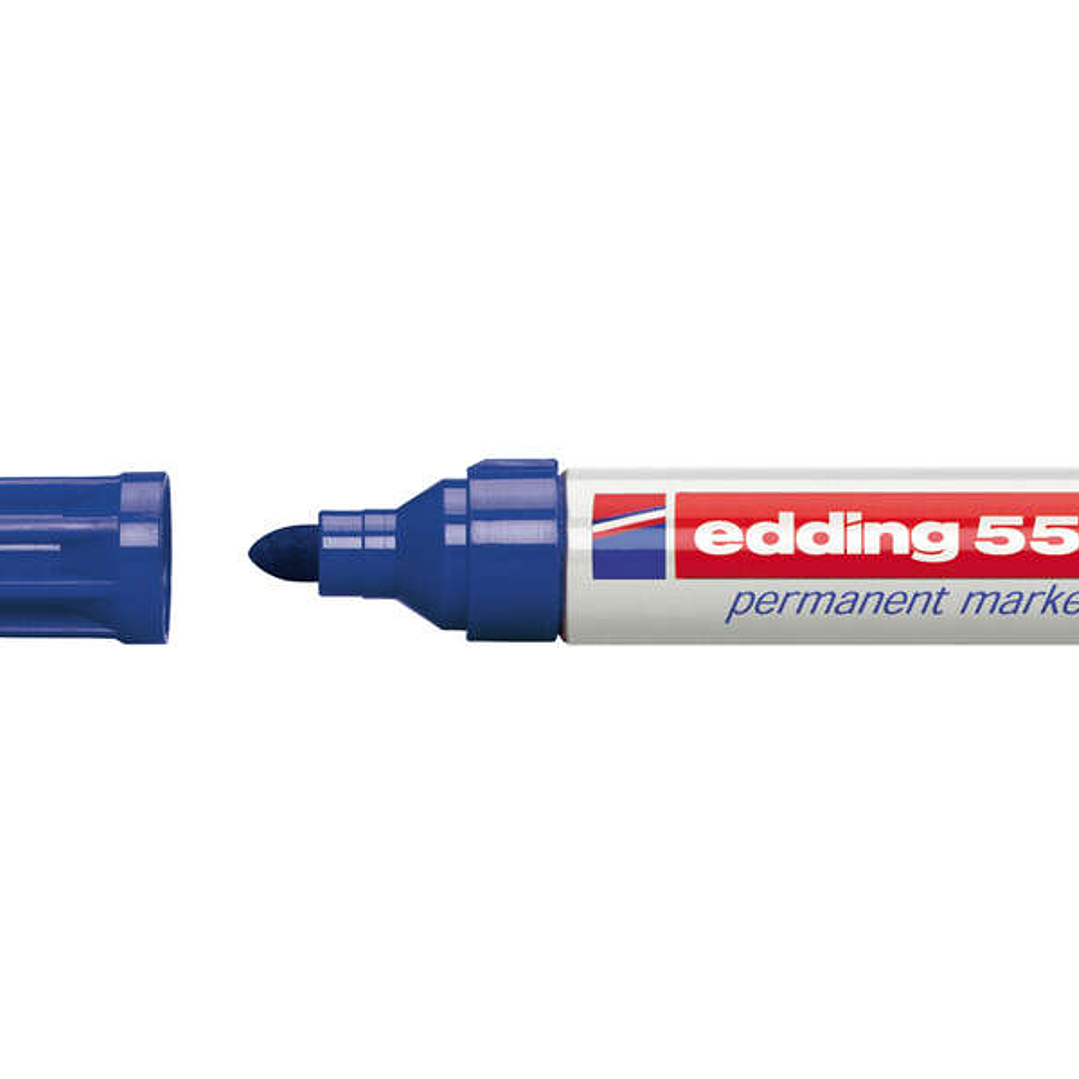 Edding 550 Rotulador Permanente - Punta Redonda - Trazo entre 3 y 4 mm. - Recargable - Secado Rapido - Color Azul 1
