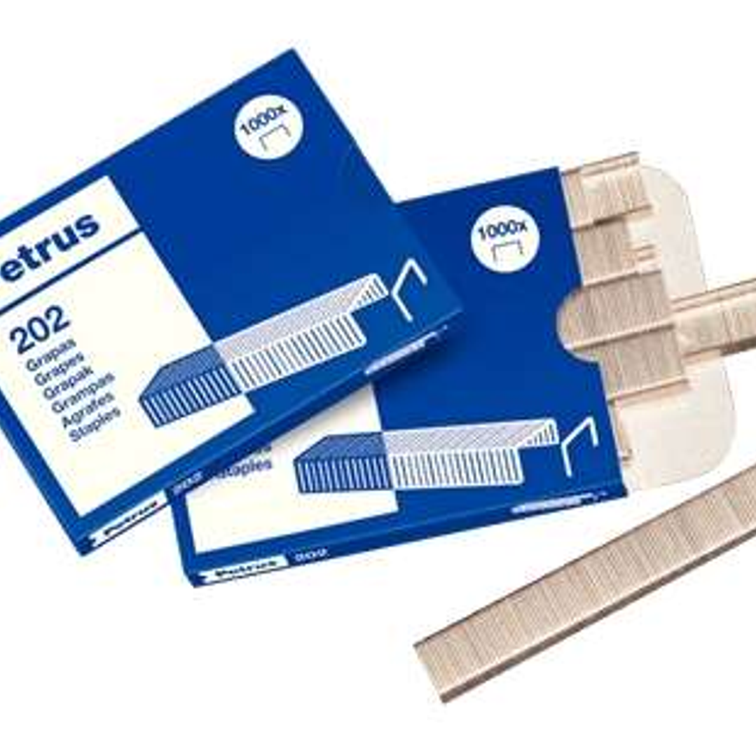 Petrus Caja de 1000 Grapas 202 Galvanizadas - Hasta 10 Hojas - Patilla de 4mm 1