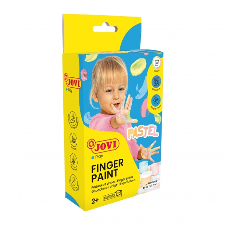 Jovi Finger Paint Estuche de 6 Botes Pintura de Dedos - Ingredientes Naturales - Mezclables - Textura Gelatinosa - Lavable - sin Gluten Ni Alergenos - 1