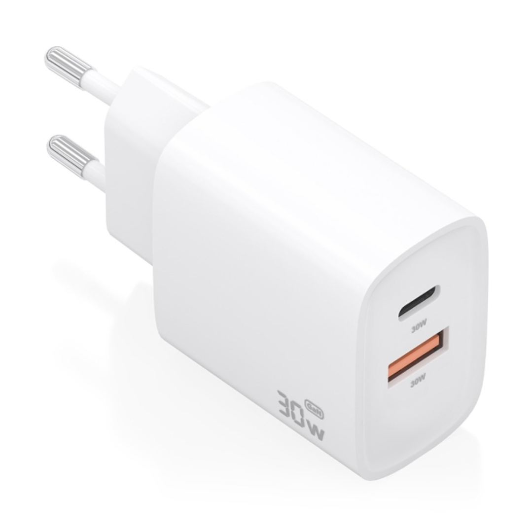 Aisens Cargador GaN 30W - USB-C PD3.0 - Tecnologia AI para Detectar Protocolo y Velocidad de Carga - Color Blanco 1