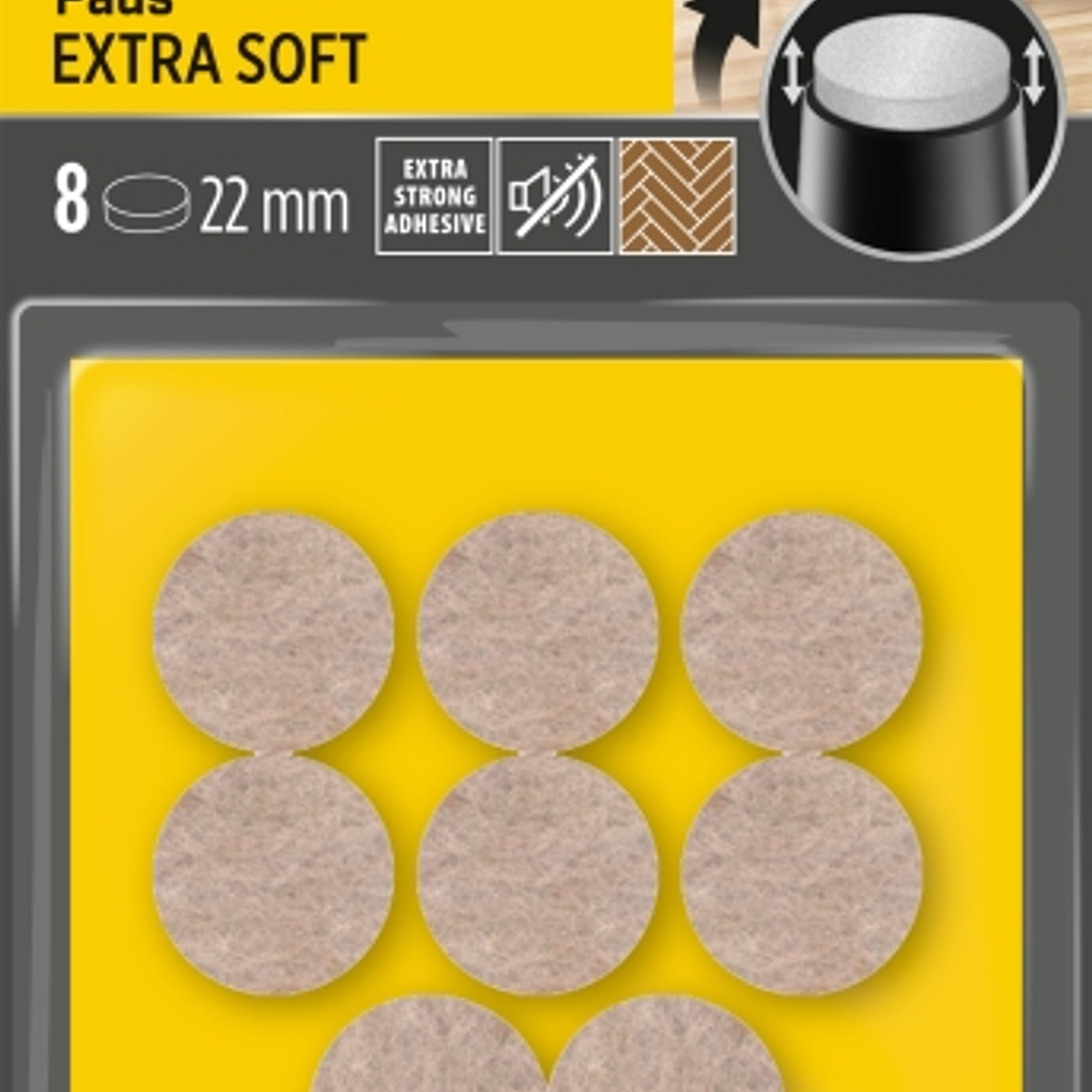 Scotch Pack de 8 Almohadillas de Fieltro Adhesivas - Extra Suaves - Diametro de 22mm - Color Beige 1