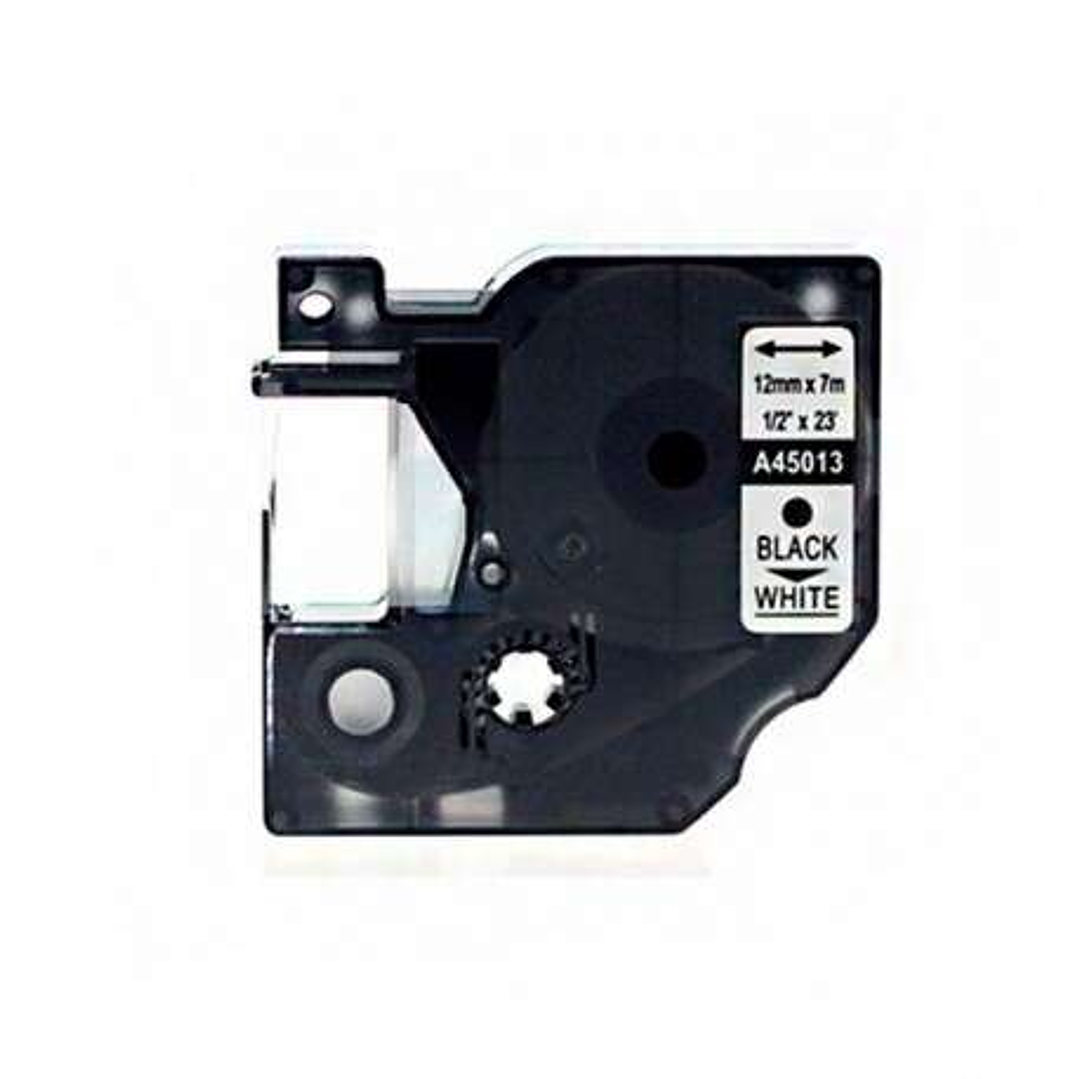 Dymo D1 45013 Cinta de Etiquetas Generica para Rotuladora - Texto negro sobre fondo blanco - Ancho 12mm x 7 metros - Reemplaza S0720530 1