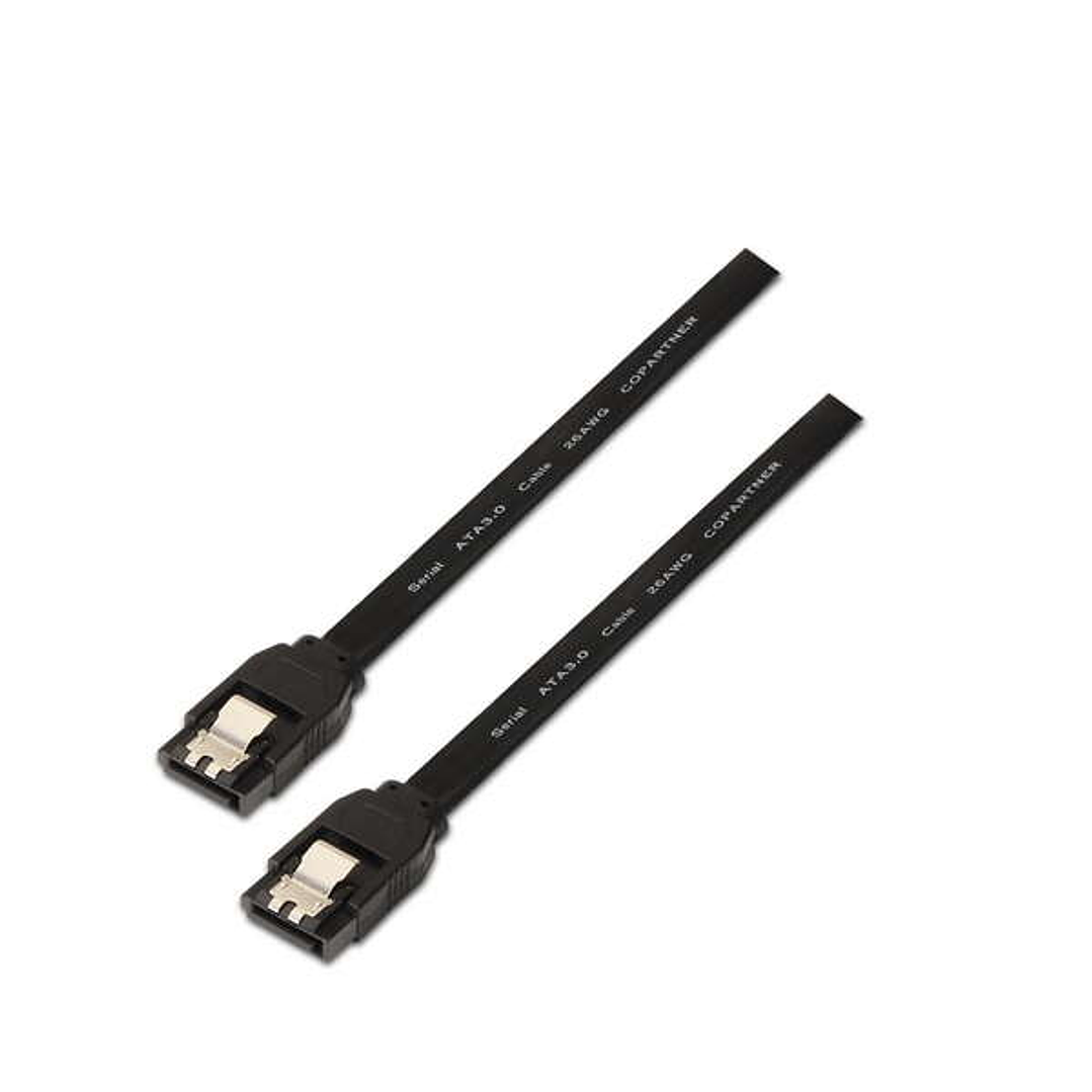 Aisens Cable SATA III Datos 6G con Anclajes - 0.5m para Disco Duro SATA I - II - III SSD - Color Negro 1