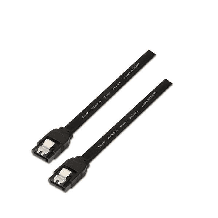 Aisens Cable SATA III Datos 6G con Anclajes - 0.5m para Disco Duro SATA I - II - III SSD - Color Negro 1