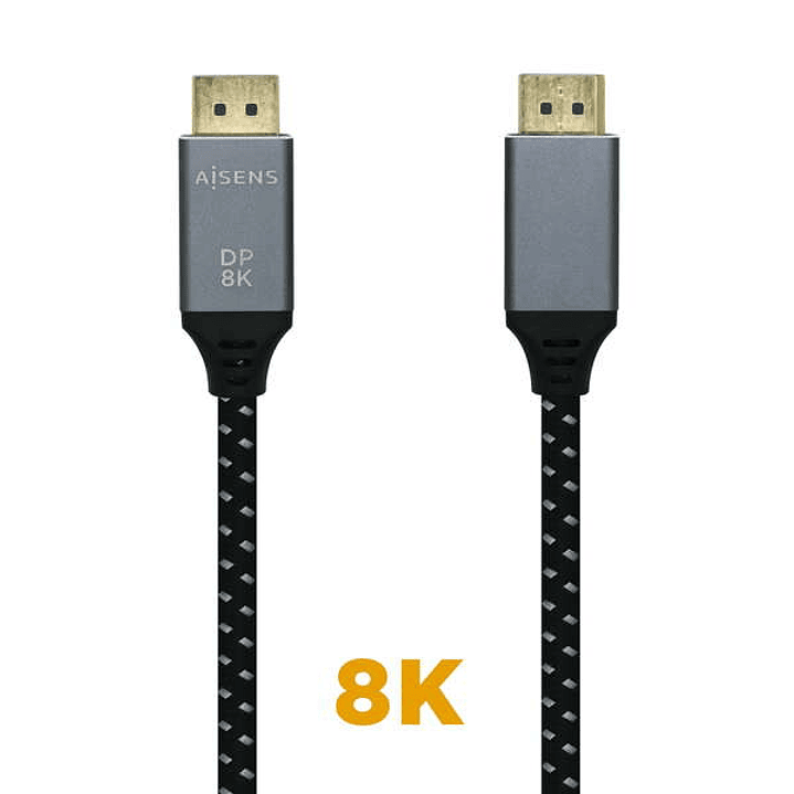 Aisens Cable Displayport V1.4 8K@60hz - DP/M-DP/M - 0.5m - Color Gris 1