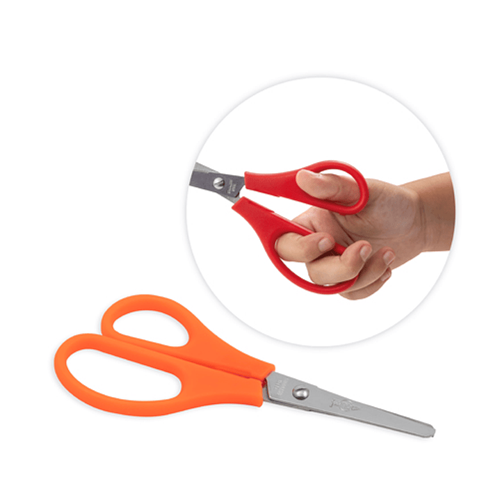 Faibo Tijeras Escolares Confort para Zurdos 13.5cm - Punta Redonda - Acero Inoxidable - Empuñadura de Plastico - Colores Surtidos 1