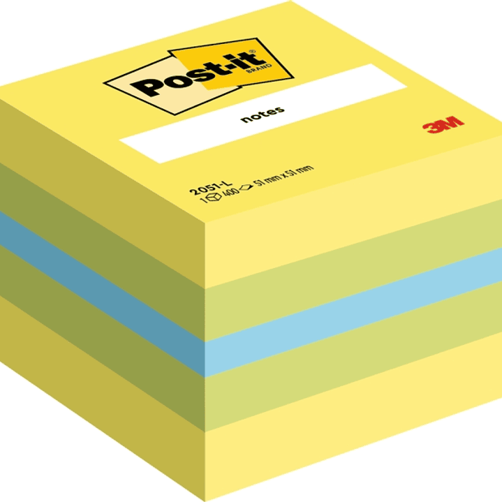 Post-It Cubo de 400 Notas Adhesivas Reposicionables - Forma Cuadrada - 51x51mm - Colores Surtidos 1