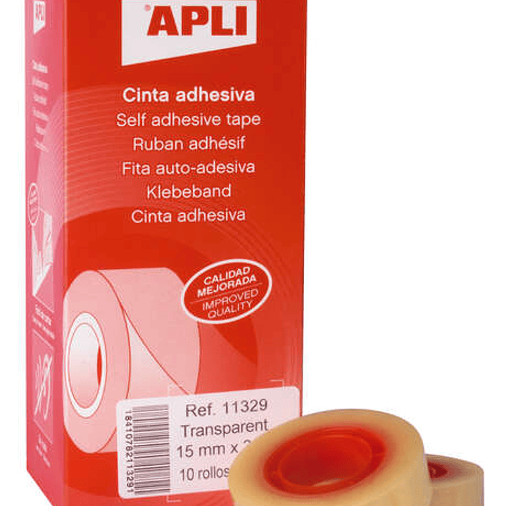 Apli Cinta Adhesiva Transparente 15mm x 33m - Resistente al Agua y a la Intemperie - Facil de Cortar con las Manos - Ideal para Manualidades y Embalaj 1