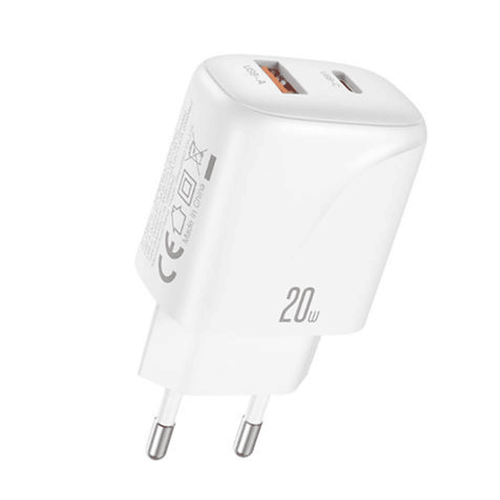 XO L158 Cargador de Corriente 20W - USB-A y USB-C - Alto Rendimiento - Color Blanco 1