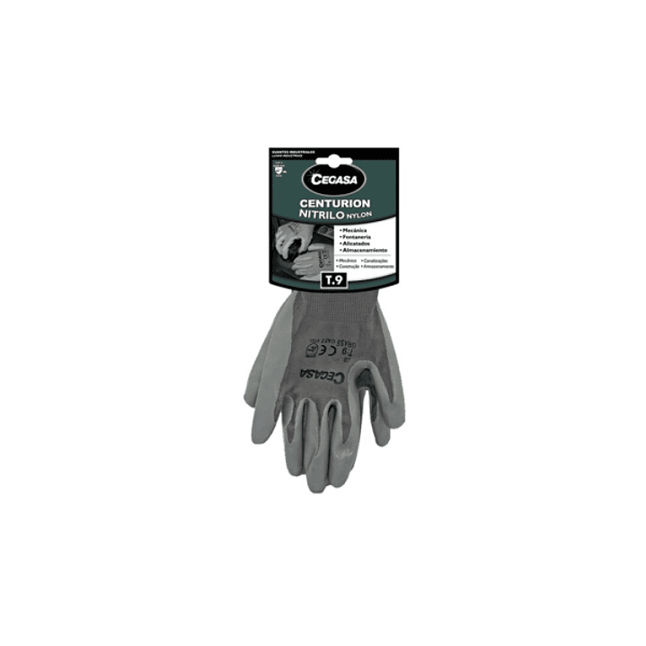 Cegasa Centurion Guantes de Trabajo Talla 9 - Fabricados en Nylon con Recubimiento de Nitrilo en Palma y Dedos - Color Gris 1