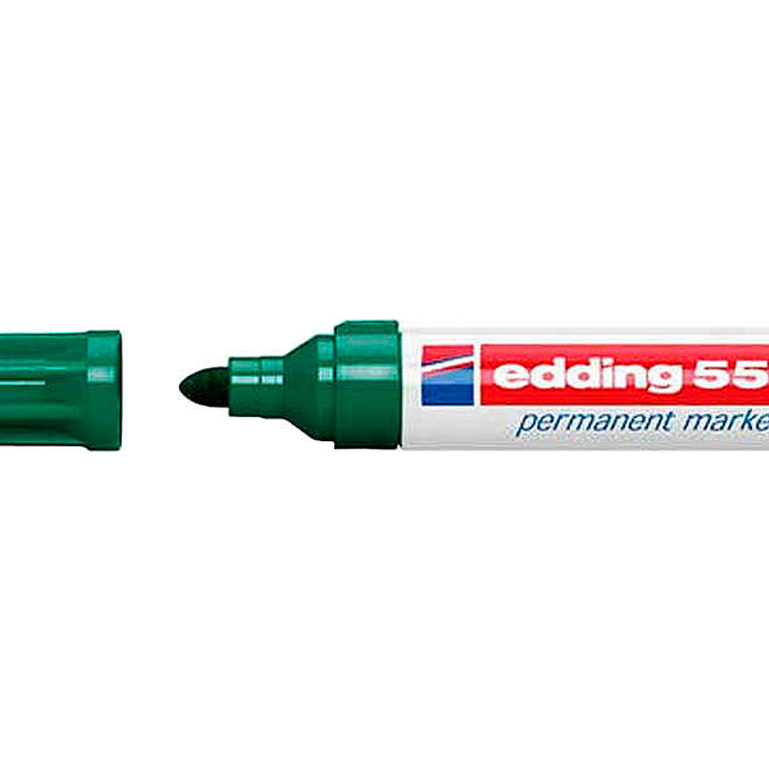 Edding 550 Rotulador Permanente - Punta Redonda - Trazo entre 3 y 4 mm. - Recargable - Secado Rapido - Color Verde 1