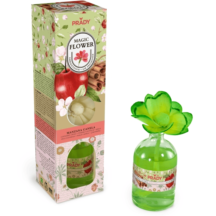 Prady Ambientador Magic Flower Manzana Canela - Frasco de Cristal 100ml 1