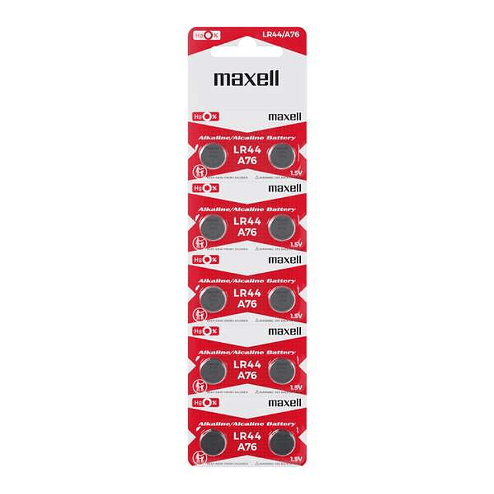 Maxell Pack de 10 Pilas Alcalinas de Boton LR44 1.5V 1