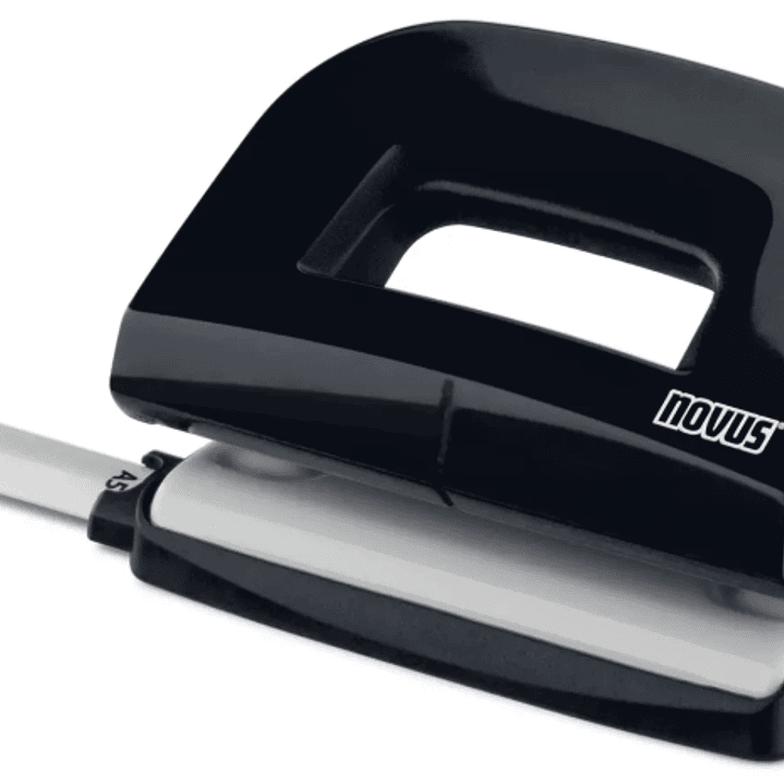 Novus E210 Perforadora Pequeña de Papel - Hasta 10 Hojas - Guia de Posicionamiento - Punzones 5.5mm - Color Negro 1