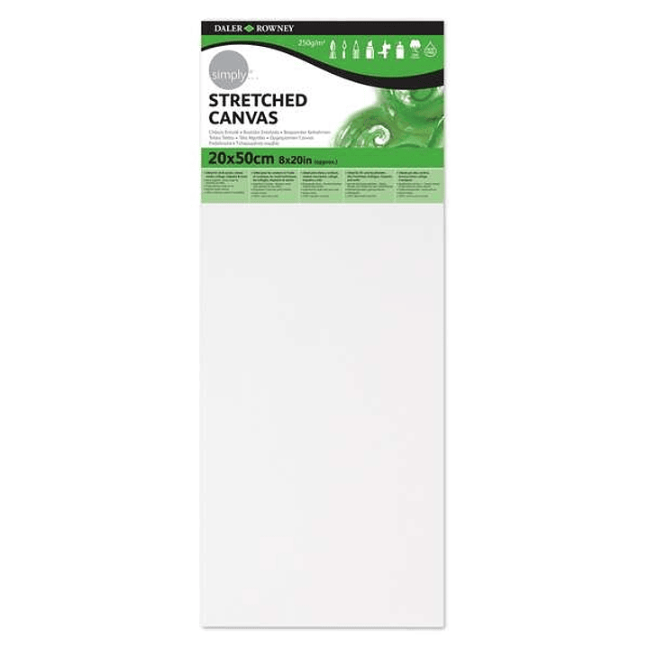 Daler Rowney Simply Bastidor Entelado 20x50cm - Imprimacion Triple - Grano Medio - 100% Algodon sin Acido - 250g 1