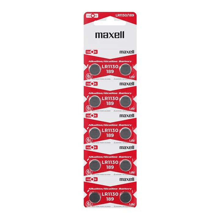 Maxell Pack de 10 Pilas Alcalinas de Boton LR1130 1.5V 1