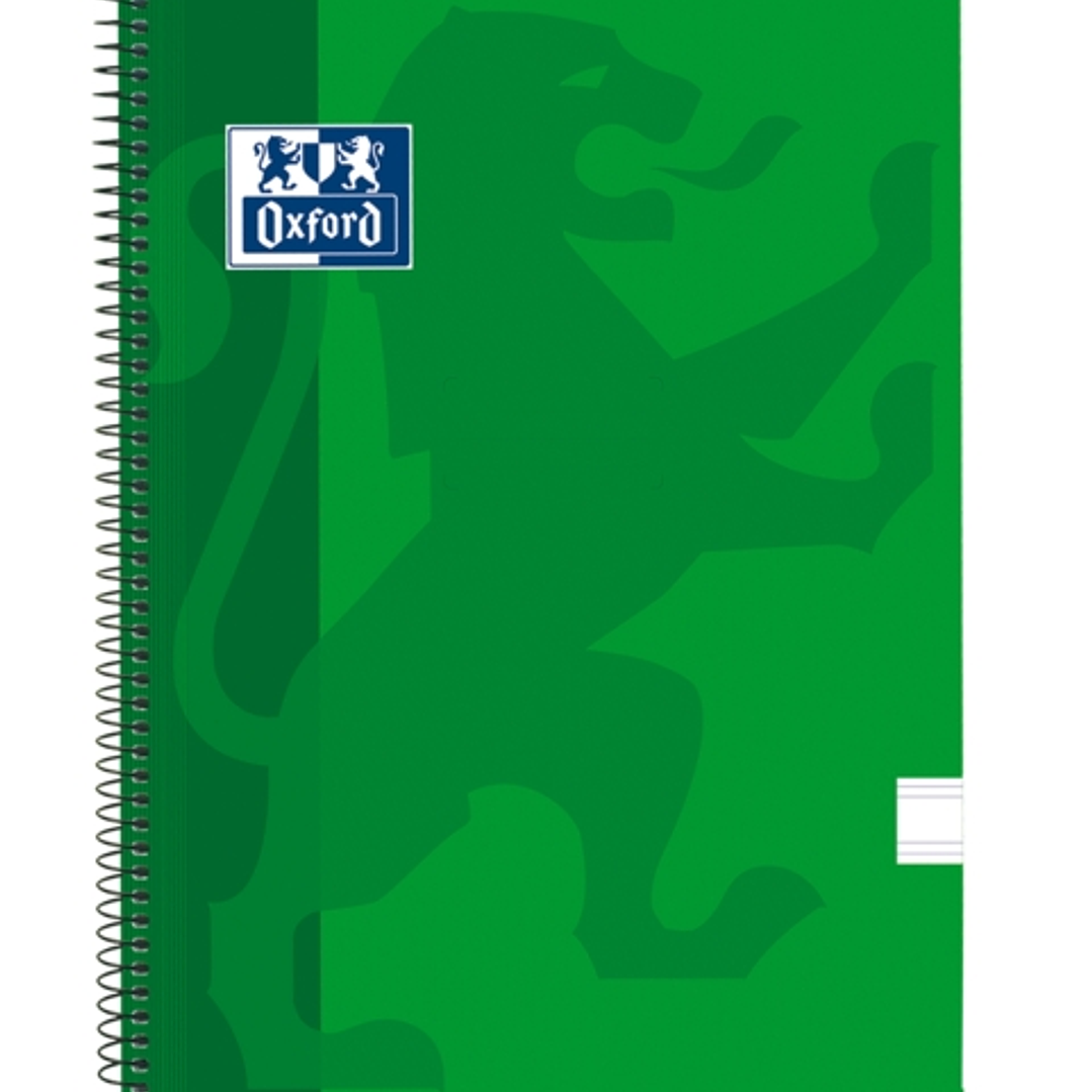 Oxford School Classic Cuaderno Espiral Tapa de Plastico Folio - Pauta 2.5 con Margen - 80 Hojas - Color Verde 1