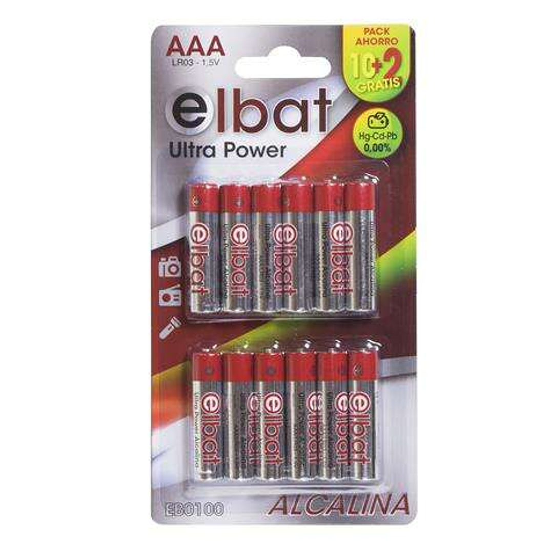 Elbat Pack de 12 Pilas Alcalinas LR03/AAA 1