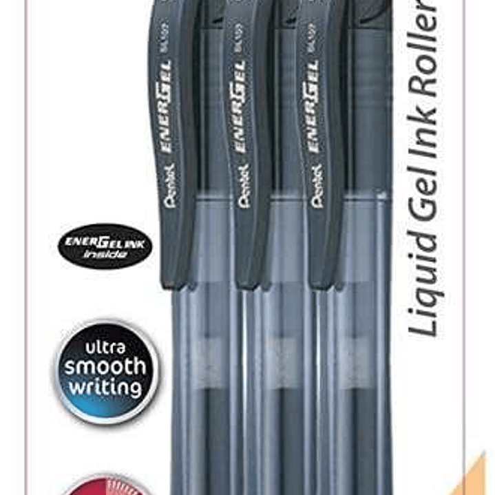 Pentel EnerGel X Pack de 3 Boligrafos de Bola Retractiles Tinta Gel - Punta 0.7mm - Trazo 0.35mm - Recargable - Grip de Agarre - 50% de Materiales Rec 1