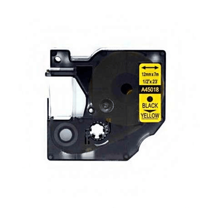 Dymo D1 45018 Cinta de Etiquetas Generica para Rotuladora - Texto negro sobre fondo amarillo - Ancho 12mm x 7 metros - Reemplaza S0720580 1