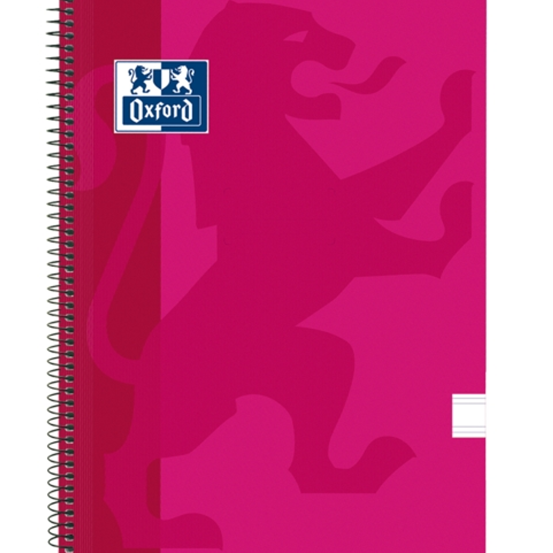 Oxford School Classic Cuaderno Espiral Tapa de Plastico Folio - Pauta 2.5 con Margen - 80 Hojas - Color Fucsia 1