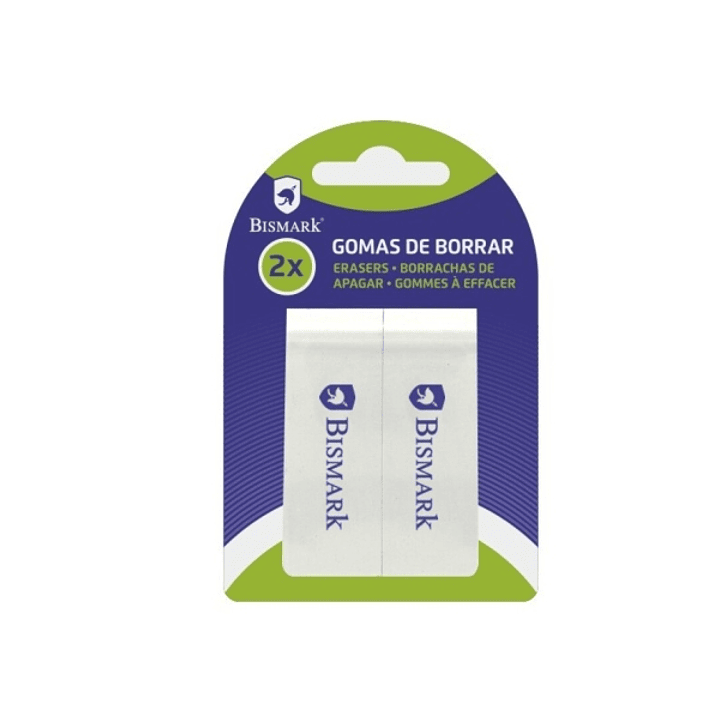 Bismark Pack de 2 Gomas Plasticas 2.5x7cm - Color Blanco 1