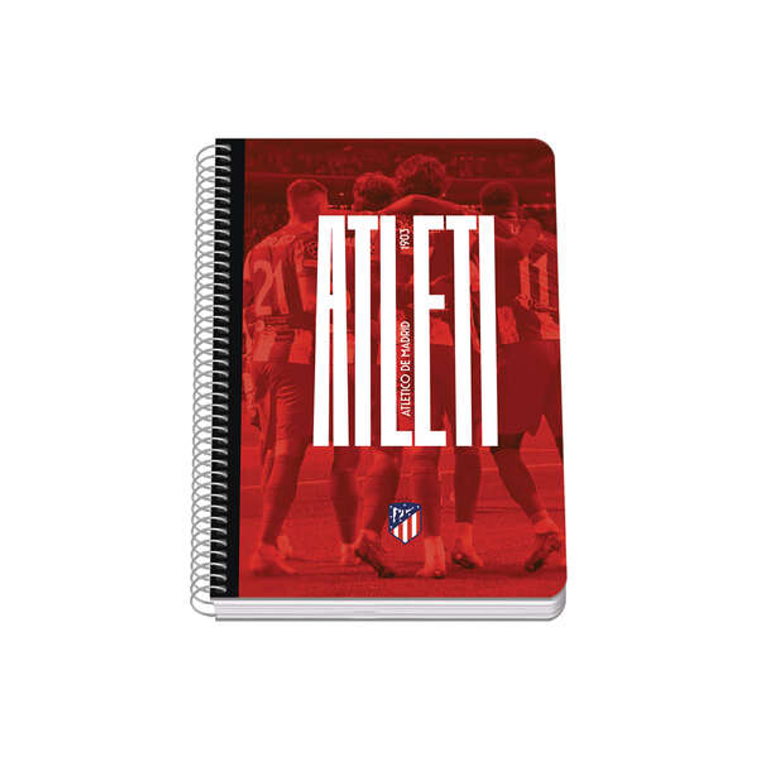 Dohe Atletico de Madrid Atleti Cuaderno Espiral Tapa Rigida - Tamaño A5 de 80 Hojas 90gr - Hojas con Cuadricula 4mm 1
