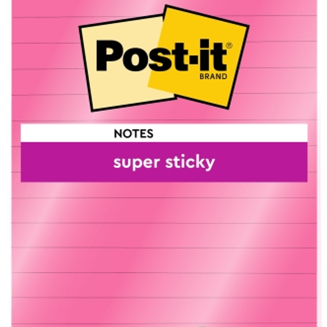 Post-It Super Sticky Bloc de 45 Notas Adhesivas Reposicionables - Forma Rectangular - 101x152mm - Color Rosa 1