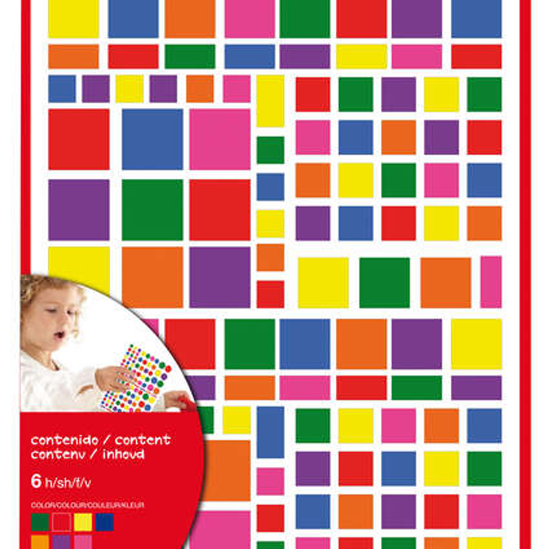 Apli Gomets Cuadrados Adhesivo Removible - Tamaños Surtidos - 732 Gomets por Bolsa - Desarrollo de Habilidades y Creatividad - Normas de Calidad y Seg 1