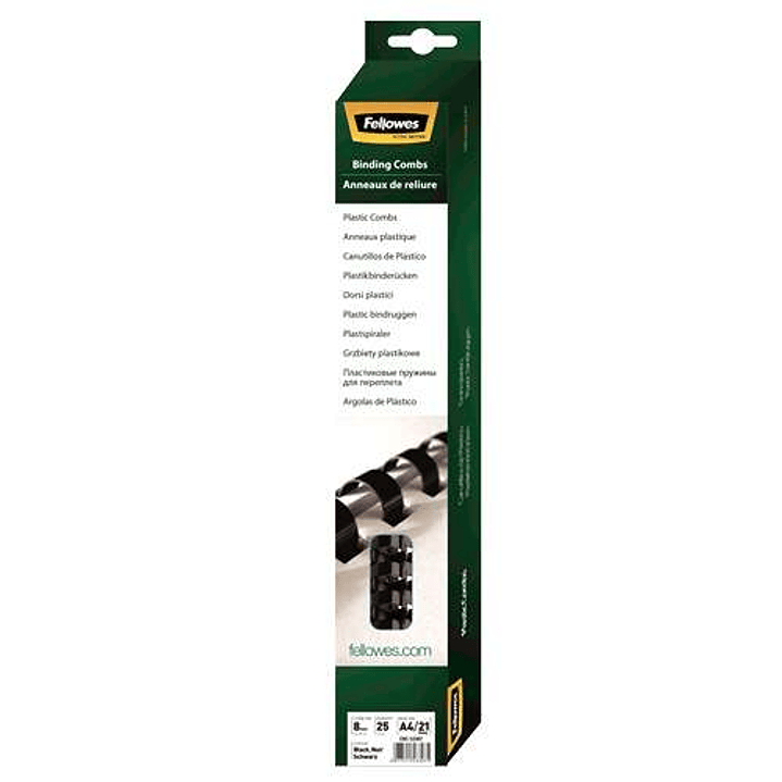 Fellowes Pack de 25 Canutillos de Plastico 8mm - Hasta 40 Hojas - Facil de Utilizar y Flexible - Alta Calidad - Color Negro 1