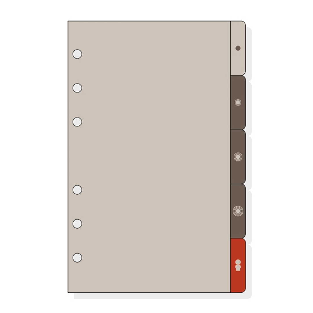 Finocam R563 Separadores Laterales para Agendas Open - 5 Solapas - Formato 500 - 129x2x181mm - PVC - Color Marron 1