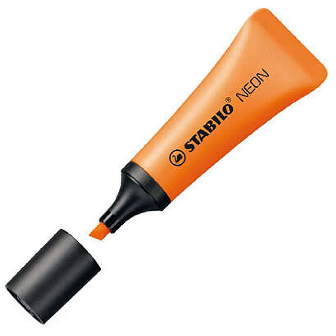 Stabilo Neon 72 Marcador Fluorescente - Trazo entre 2 y 5mm - Tinta con Base de Agua - Cuerpo en Forma de Tubo - Color Naranja 1