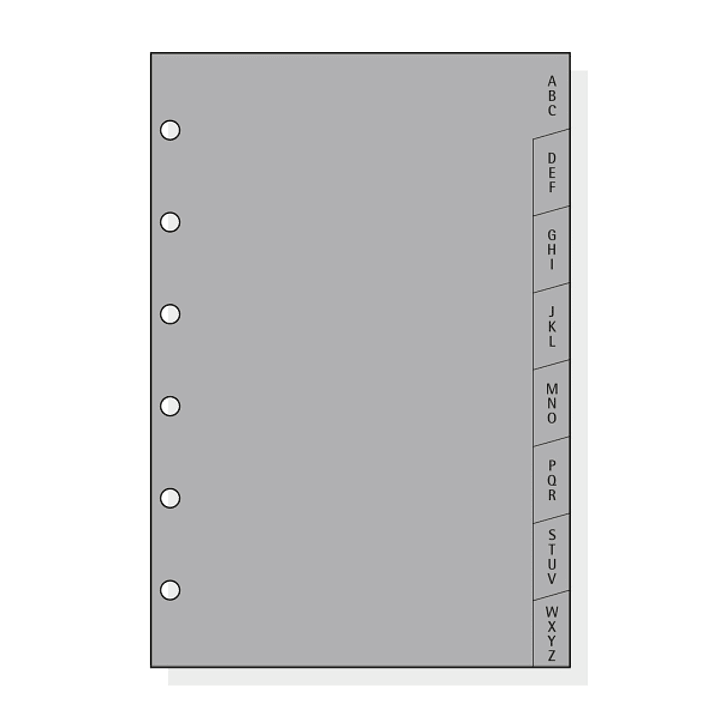Finocam C364 Indice Alfabetico para Agendas Classic - 8 Solapas - Formato 603 - 89x127x3mm - PVC - Color Gris 1