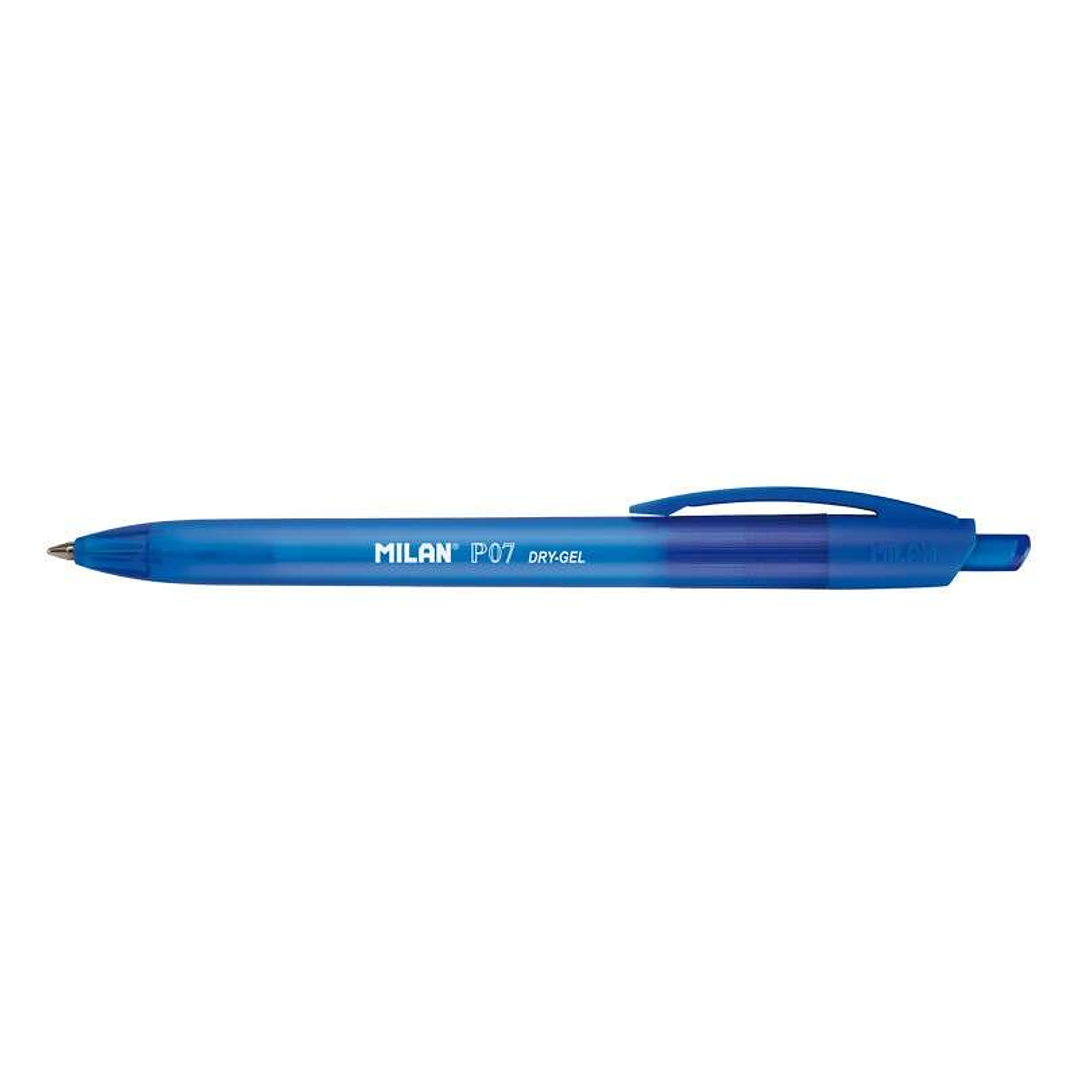 Milan P07 Dry-Gel Boligrafo de Gel Retractil - Punta 0.7mm - Secado Rapido - Color Azul 1