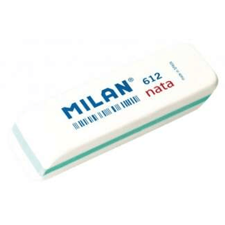 Milan Nata 612 Goma de Borrar Biselada - Plastico - Suave - No Abrasiva - Color Blanco 1