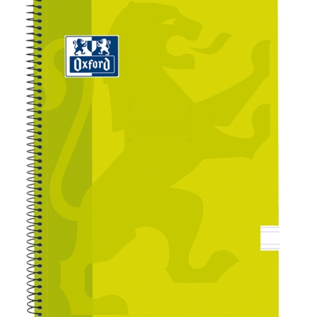 Oxford School Classic Cuaderno Espiral Tapa de Plastico Folio - Pauta 3.5 con Margen - 80 Hojas - Color Lima 1