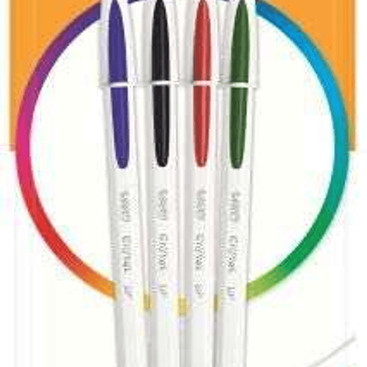 Bic Cristal Up Pack de 4 Boligrafos de Bola - Punta Redonda de 1.2mm - Trazo 0.6mm - Tinta con Base de Aceite - Cuerpo Blanco - Colores Surtidos 1