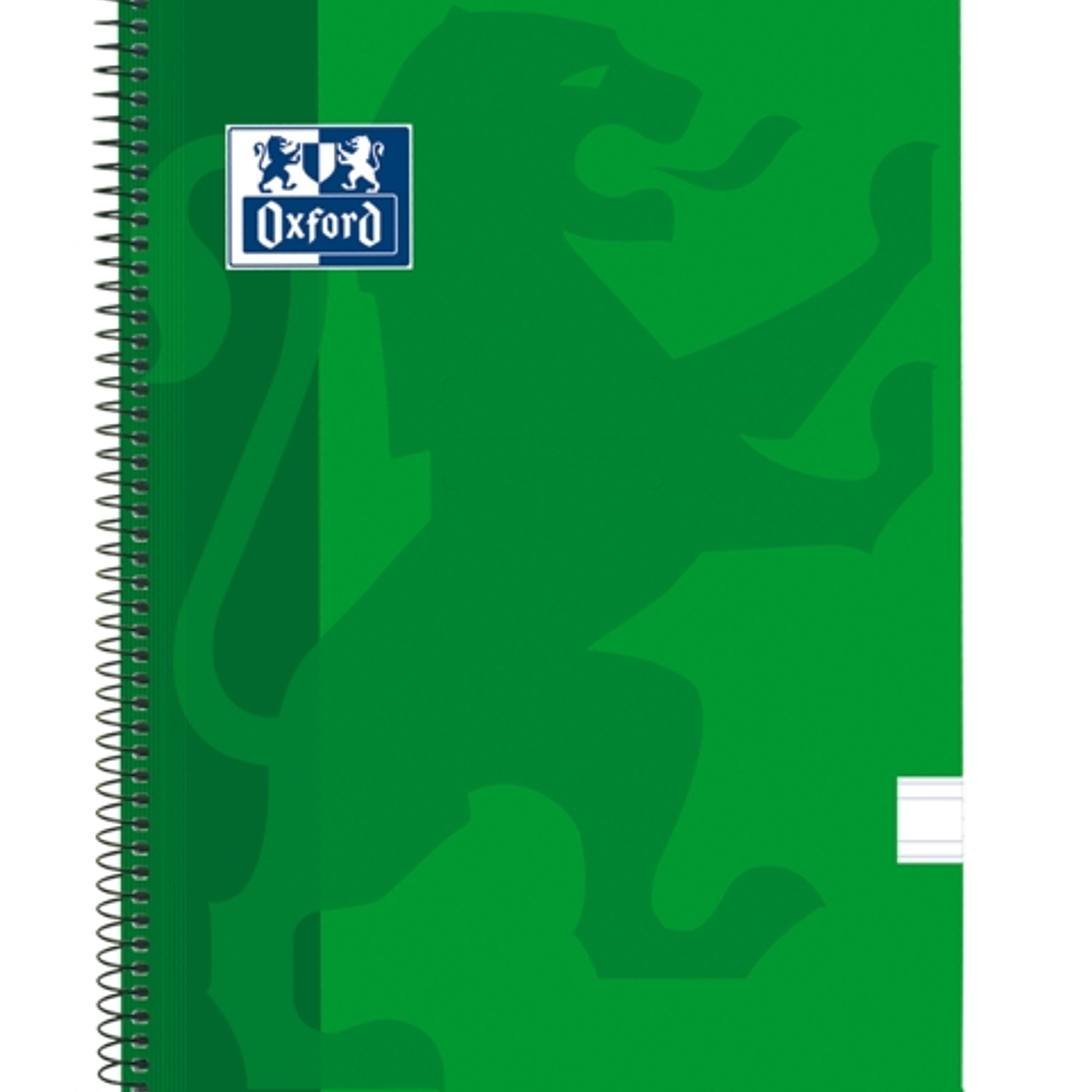Oxford School Classic Cuaderno Espiral Tapa de Plastico Folio - Pauta 3.5 con Margen - 80 Hojas - Color Verde 1