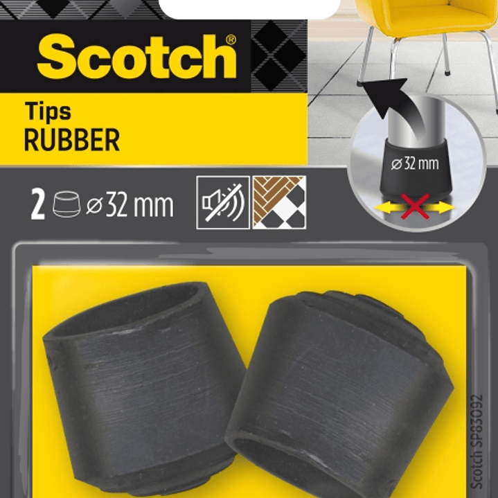 Scotch Pack de 2 Conteras de Goma - Diametro de 32mm - Color Negro 1