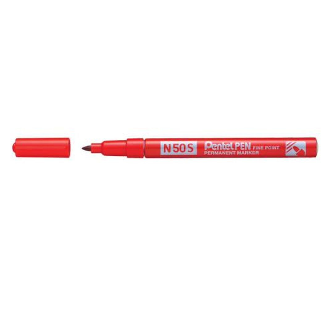Pentel Pen N50S Rotulador Permanente - Punta Fina 3.18mm - Resistente a Agua y Luz - Color Rojo 1