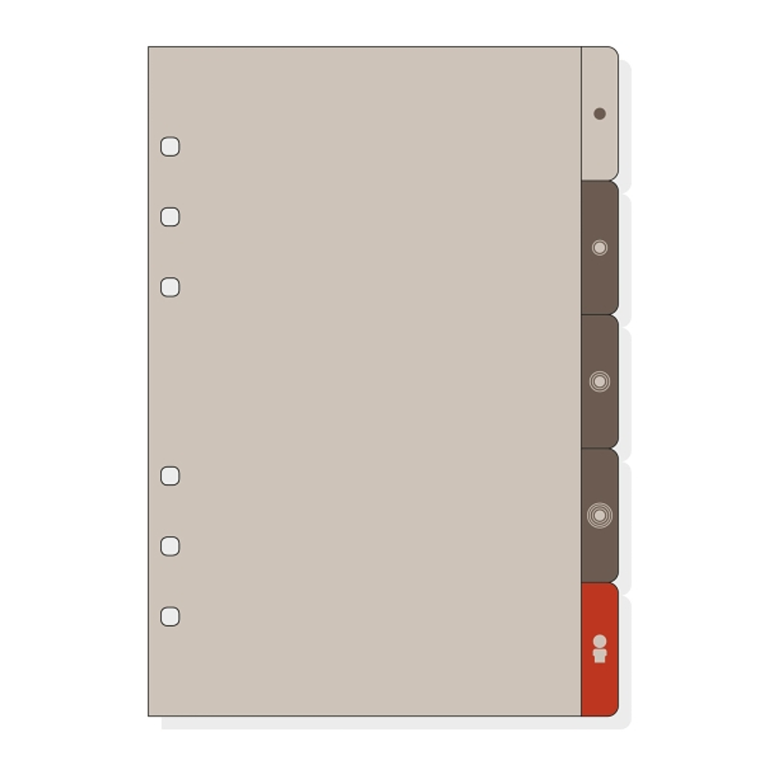Finocam R463 Separadores Laterales para Agendas Open - 5 Solapas - Formato 400 - 100x2x152mm - PVC - Color Marron 1