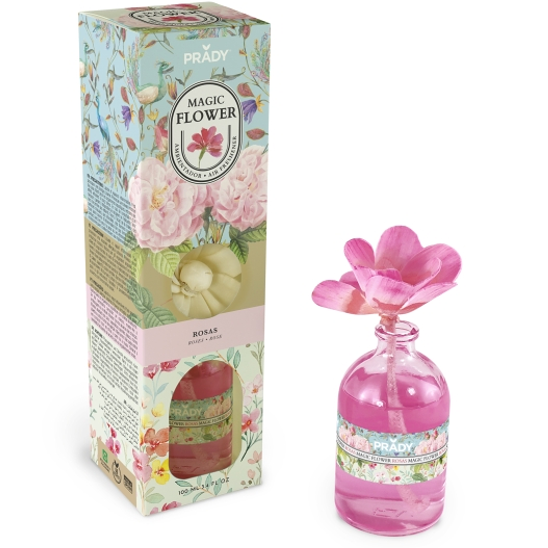 Prady Ambientador Magic Flower Rosas - Frasco de Cristal 100ml 1